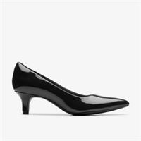 Clarks Womens Shondrah Jade Black Patent Slip Ons,Heels Synthetic Smart