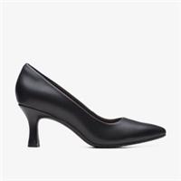 Clarks Womens Kataleyna Gem Black Leather Court Shoes,Heels Leather Smart