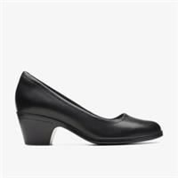 Clarks Womens Emily 2 Ruby Black Leather Heels Leather Smart