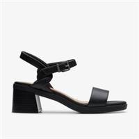 Clarks Womens Jaylan Ray Black Leather Heeled Sandals Patent Smart