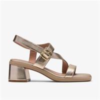Clarks Womens Jaylan Sol Champagne Heeled Sandals Synthetic Smart