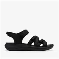 Clarks Womens Mira Madi Black Flat Sandals Textile Sports