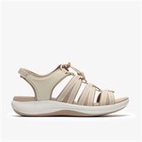 Clarks Womens Mira Mabel Cream Flat Sandals Textile Sports