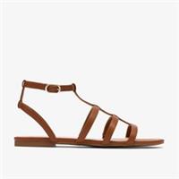 Clarks Womens Kediri Glad Tan Flat Sandals Synthetic Casual