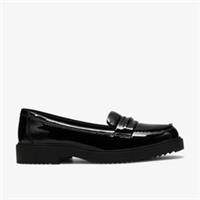 Clarks Womens Barlow Edge Black Patent Slip Ons,Brogues Leather Casual