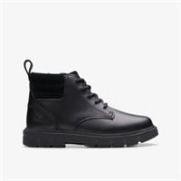 Clarks Boys,Girls,Kids Unisex Lorcam Trail Kid Black Leather Ankle Boots Leather