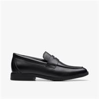 Clarks Boys,Girls,Kids Unisex Jonwin Craft Youth Black Leather Loafers,School