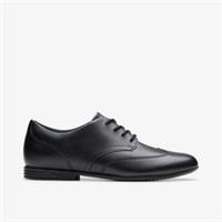 Clarks Boys,Girls,Kids Unisex Finja Wing Youth Black Leather Brogues,School
