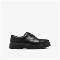 Clarks Boys,Girls,Kids Unisex Lorcam Cap Youth Black Leather Derby Shoe,Lace