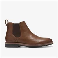 Clarks Mens Pitney Top Dark Tan Leather Ankle Boots,Chelsea Boots Leather Casual