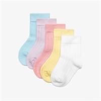 Clarks Boys,Girls,Kids Unisex 5 Pack Ribbed Crew Socks 6-12 months Pink