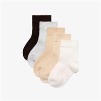 Clarks Boys,Girls,Kids Unisex 5 Pack Ribbed Crew Socks 6-12 months Beige