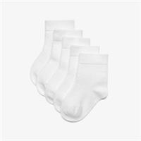 Clarks Boys,Girls,Kids Unisex 5 Pack Ribbed Crew Socks 6-12 months White Socks