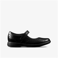 Clarks Girls Etch Craft Kid Black Leather Mary Jane,School Shoes Leather School