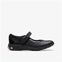 Clarks Girls Sea Jewel Kid Black Leather Mary Jane,School Shoes Leather School
