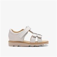 Clarks Girls Crown Skip Toddler White Patent Flat Sandals Patent Casual
