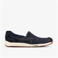 Clarks Mens Allston Free Navy Nubuck Slip Ons Nubuck