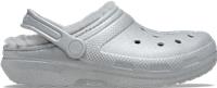Crocs | Unisex | Classic Fuzz Lined Glitter | Clogs | Silver | W9/M8