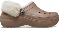 Crocs | Women | Classic Platform Fuzz Lined | Clogs | Latte | 5
