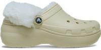 Crocs | Women | Classic Platform Fuzz Lined | Clogs | Bone | 9