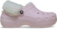 Crocs | Women | Classic Platform Fuzz Lined | Clogs | Pink Milk | 9