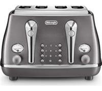 DELONGHI Icona Metallics CTOT4003.GY 4-Slice Toaster - Grey - BOX DAMAGE