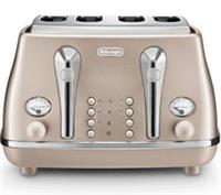 DELONGHI Icona Metallics CTOT4003.BG 4-Slice Toaster - Beige - BOX DAMAGE