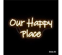 PREMIER Our Happy Place LED Neon Sign - Warm White - BOX DAMAGE