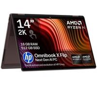 HP OmniBook X Flip NGAI 14" 2 in 1 Laptop - AMD Ryzen AI 5, 512 GB SSD, Brown