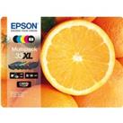 EPSON No. 33 Oranges XL 5-Colour Ink Cartridges - Multipack, Black & Tri-colour