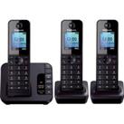 PANASONIC KX-TG8183EB Cordless Phone with Answering Machine - Triple Handsets, Black
