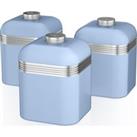 Swan Retro SWKA1020BLN 1-litre Canisters - Blue, Pack of 3