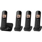 PANASONIC KX-TGC424EB Cordless Phone with Answering Machine - Quad Handsets, Black