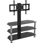 AVF SDCL900 900 mm TV Stand with Bracket - Black & Chrome, Silver/Grey,Black