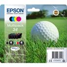 Epson 34 Golf Ball Cyan, Magenta, Yellow & Black Ink Cartridges - Multipack, Black,Yellow,Cyan,M