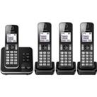PANASONIC KX-TGD624EB Cordless Phone - Quad Handsets, Black, Black