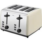 LOGIK L04TC19 4-Slice Toaster - Cream & Silver, Black,Silver/Grey