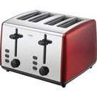 LOGIK L04TR19 4-Slice Toaster - Red & Silver, Black,Silver/Grey