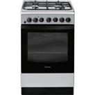 INDESIT Click&Clean IS5G4PHSS 50 cm Dual Fuel Cooker - Silver, Silver/Grey