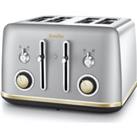 BREVILLE Mostra VTT931 4-Slice Toaster - Grey, Silver/Grey,Gold