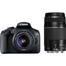 CANON EOS 2000D DSLR Camera with EF-S 18-55 mm f/3.5-5.6 III & EF 75-300 mm f/4-5.6 III Lens, Black