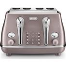 DELONGHI Icona Metallics CTOT4003.PK 4-Slice Toaster - Violet, Purple