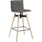 TEKNIK Spin 6977GREY Fabric & Metal Bar Stool Chair - Grey & Light Wood