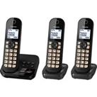 PANASONIC KX-TGC463EB Cordless Phone - Triple Handsets - Black, Black