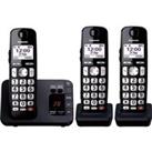 PANASONIC KX-TGE823EB Cordless Phone - Triple Handsets, Black, Black