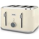 BREVILLE Obliq VTT997 4-Slice Toaster - Vanilla Cream & Silver