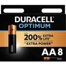 DURACELL Optimum AA Alkaline Batteries - Pack of 8