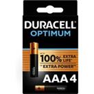 DURACELL Optimum AAA Alkaline Batteries - Pack of 4