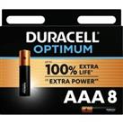 DURACELL Optimum AAA Alkaline Batteries - Pack of 8