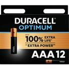 DURACELL Optimum AAA Alkaline Batteries - Pack of 12
